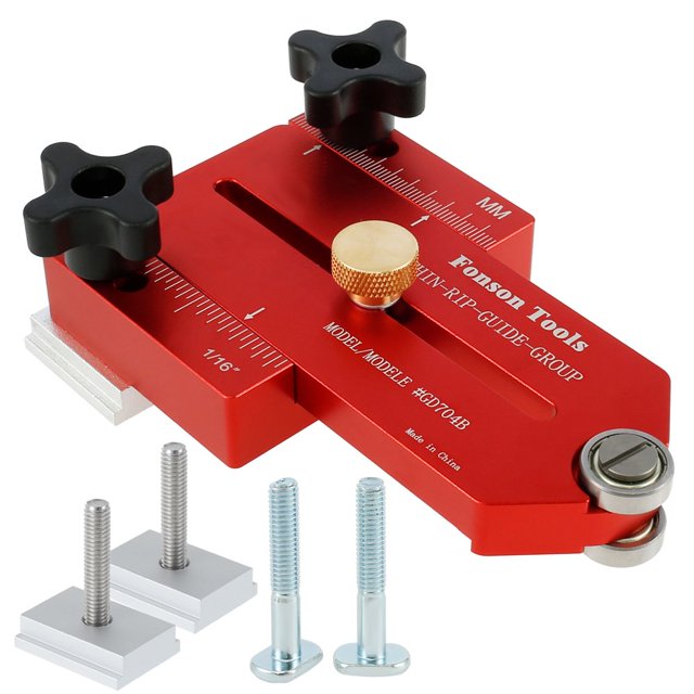 Thin-Rip Tablesaw Jig Aluminum Alloy Thin Board Cutting Guide Tool Precise Contour Module Board Slicing Positioner for Cutting Thin Rip