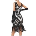 thumbnail image 5 of Elainilye Fashion 1920 Vintage Sequin Dress Studded Tassel Dress High-end Banquet Evening Dress Sleeveless V-neck Dress Prom Dress,Silver, 5 of 5