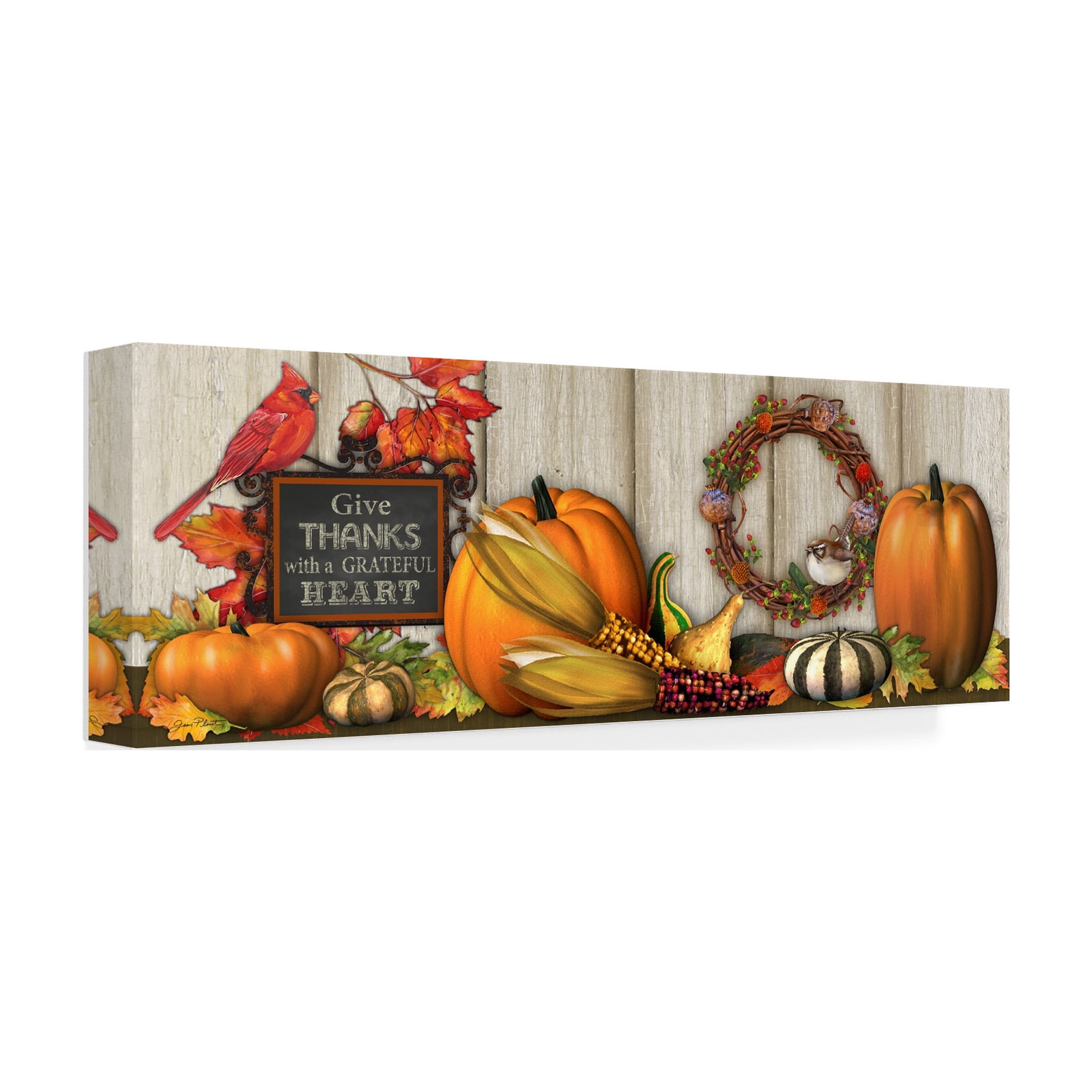 Trademark Fine Art 'Give Thanks with a Grateful Heart' Canvas Art by Jean Plout