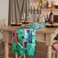 thumbnail image 2 of Table Runners 72 Inches Long Dress Scarves, Abstract Green Farmhouse Kitchen/Dining Table Runner, Coffee Tablerunners, Painting Buildings Geometric Color Block 14x72 Inch, 2 of 9