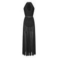 thumbnail image 4 of Eandarui Womens Lyrical Contemporary Dance Costume Halter Neck Flowy Tulle Maxi Long Dress Side Split Black XL, 4 of 6