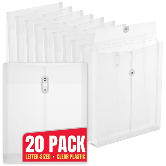 1InTheOffice Poly Envelopes with String Closure, Button and String Tie Closure, Letter Size, 20 Pack
