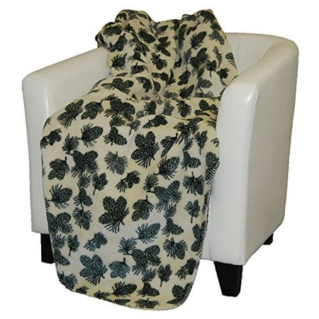 Denali Home Collection by Mont Double-Sided Reversible Throw, 60 by 70-Inch, Winter Pine Cones/Pine