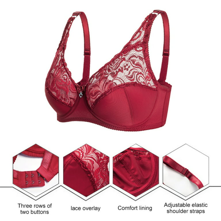 52.75wire-free Full Cup Minimizer Bra For Women - Plus Size Floral Lace  Unpadded