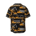 thumbnail image 2 of Xecao offers the Yellow Excavator for Men's Casual Short-sleeved Shirt, a button-up collared shirt with a pocket, perfect for beach vacations and yacht travel in the 4X-Large size., 2 of 7