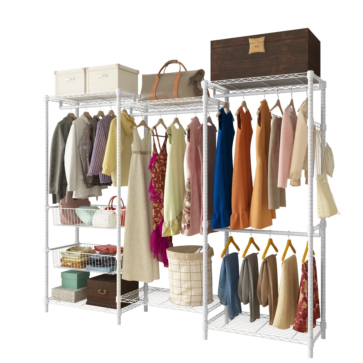 The interior of a fashion store of women's clothing of a famous brand. Mass  market. Brand clothes. All things are laid out neatly on the shelves in the  closet. Wardrobe order. Photos