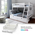 thumbnail image 6 of Max & Lily Solid Wood Twin over Full Size Bunk Bed with Storage Drawers and Ladder for Kids, White, 6 of 14