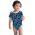 thumbnail image 2 of Xecao Blue Butterfly Pattern Baby Climbing Bodysuit Short Sleeve Onesie Unisex 0-12 Months Baby Shirt Newborn Outfits Crotch snap design-12 Months, 2 of 6