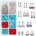 thumbnail image 2 of DIY 10 Pairs Turquoise Earring Making Kits Synthetical Turquoise Howlite Beads & Chandelier Component Links Charms & Bead Caps for Handmade Earrings Beginner, 2 of 9
