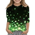 thumbnail image 1 of Tauxra Chandail de la Saint-Patrick pour Adultes, T-Shirt à Manches 3/4 Imprimé Col Rond, T-Shirt Graphique Trèfle Décontracté à Manches Longues pour Activités Festives, 1 of 6