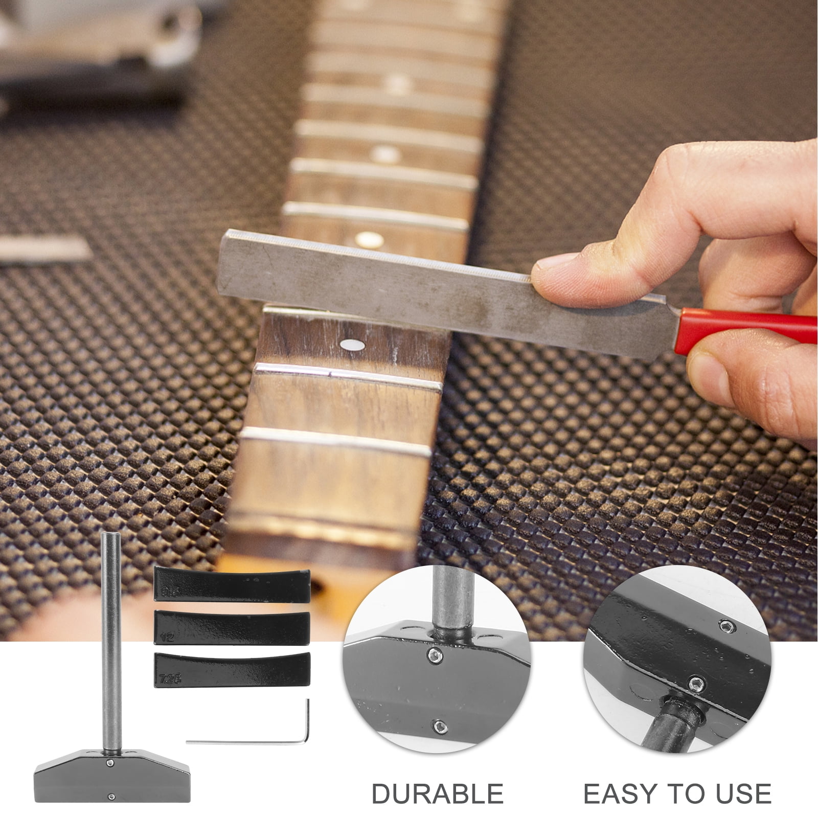 2 Sets Fretboard Press Caul Inserts Pressing Tool Frets Guitar Knob Black