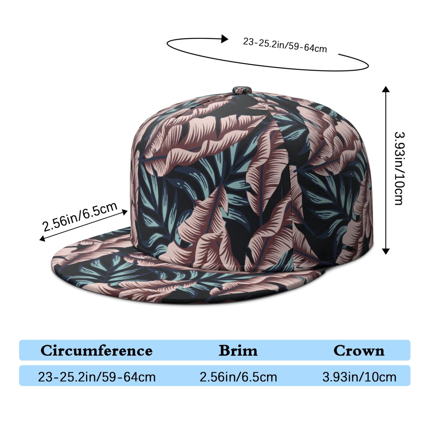 Jungle Leaves Tropical Trucker Hat - Trendy Flat Visor Cap 