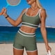 thumbnail image 4 of Conjunto de bikini tankini de color liso para mujer con parte superior y braguita de corte alto. Traje de baño de dos piezas para mujer. Trajes de baño tankini para mujer. Trajes de baño de 2 piezas p, 4 of 5