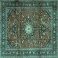 thumbnail image 1 of Ahgly Company Indoor Square Persian Turquoise Blue Traditional Area Rugs, 3' Square, 1 of 4