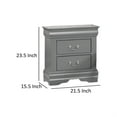 thumbnail image 5 of Ryla Nightstand- 2 Drawers- Light Gray Solid Wood- Nickel Drop Handles, 5 of 6