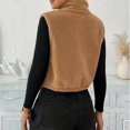 thumbnail image 6 of Womens Fleece Zip Up Vest Stand Collar Sleeveless Cropped Sherpa Waistcoat Casual Outerwear Layering Jacket for Fall Winter Daily Commute Outing,XL,Camel, 6 of 7