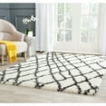 thumbnail image 5 of SAFAVIEH Belize Katriona Abstract Plush Shag Area Rug, Ivory/Charcoal, 6'7" x 6'7" Round, 5 of 6