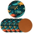 thumbnail image 2 of Turtle Set of 6 Microfiber Leather Round Coasters, 11x11 cm/4.3x4.3 in, Drink Coasters for Home and Bar, Table Coasters, 2 of 6