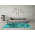 thumbnail image 3 of Ahgly Company Machine Washable Indoor Round Oriental Turquoise Blue Industrial Area Rugs, 6' Round, 3 of 4
