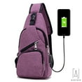 thumbnail image 3 of Gustave Men's Sling Daypack Crossbody Chest Backpack with USB Charging for Travel or Hiking - Purple, 3 of 9