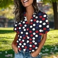 thumbnail image 6 of GNFQXSS Women Print V Neck Short Sleeve Blouse Casual Soft Lightweight Pullover Top For Weekend Outings Navy XL, 6 of 6