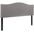 thumbnail image 3 of Upholstered Queen Size Headboard w/ Nailtrim in Light Gray Fabric, 3 of 5