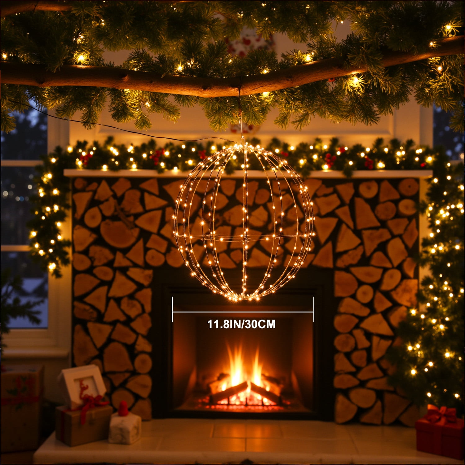 272 LED Christmas Ball Lights, 20 Inch Lighted Sphere Balls with 8 Lighting Modes & Timer, Waterproof for Outdoor Christmas Decorations Yard Porch Garden Patio Trees Holiday Lights Home Yard Display