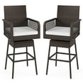 thumbnail image 1 of Topbuy 2PCS Outdoor 360�� Swivel Bar Stool Rattan Bar Height Chair with Removable Cushion, 1 of 10