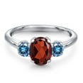 thumbnail image 3 of Gem Stone King 925 Sterling Silver Ring Oval Garnet and Persian Blue Moissanite (1.96 Cttw), 3 of 6