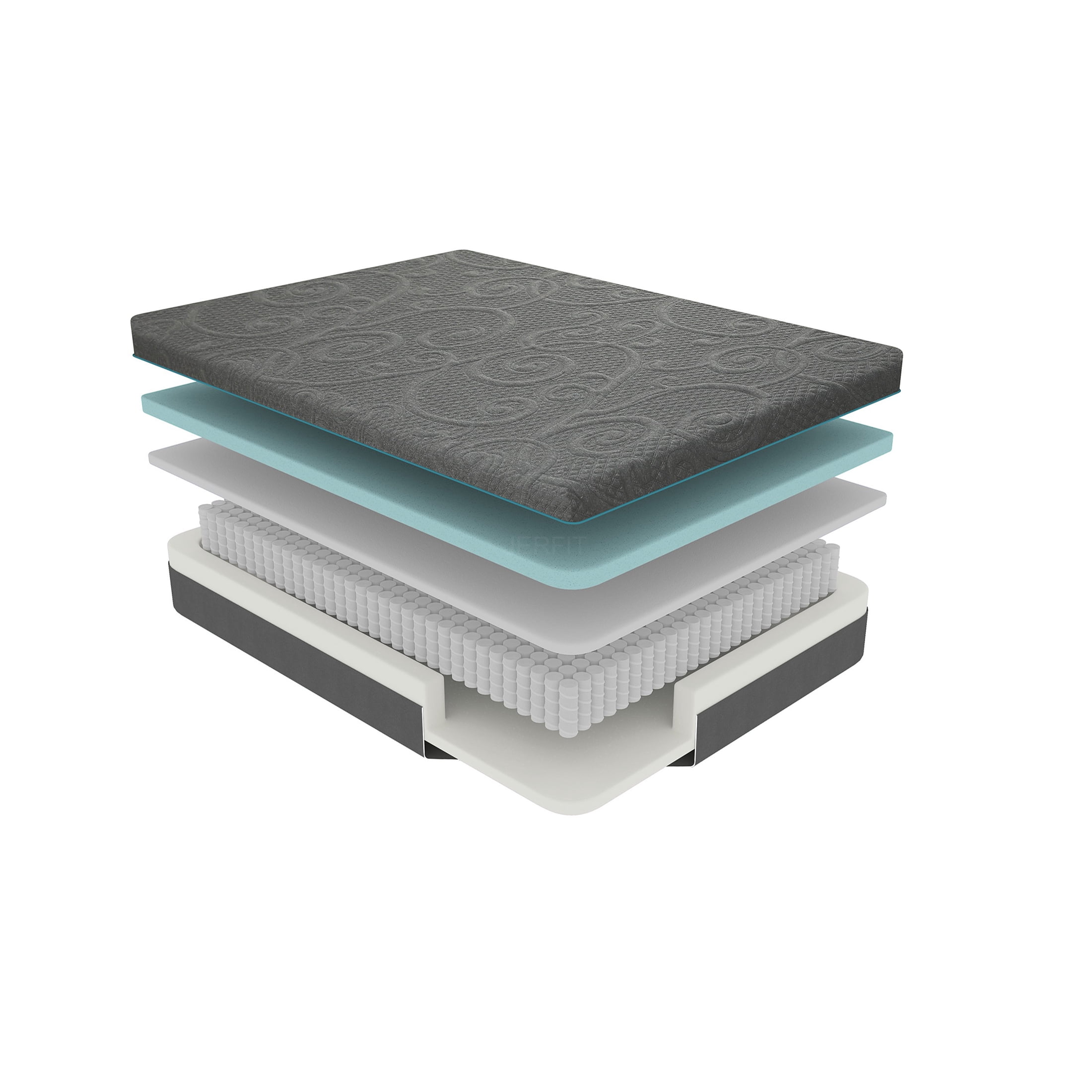 JERFIT 11 Inch King Size Hybrid Mattress in a Box, Medium Firm Gel Memory Foam with Pocket Springs, Breathable Dark Gray Bed Mattress for Support Pressure Relief