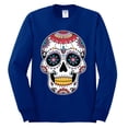 thumbnail image 2 of Wild Bobby Day Of The Dead Sugar Skull Pop Culture Men Long Sleeve Shirt, Royal, Medium, 2 of 5