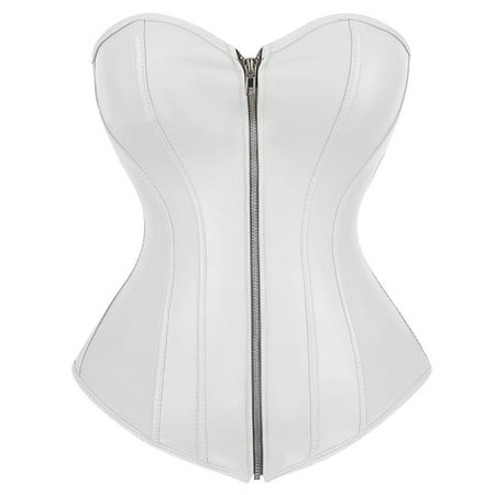 JULMCOMO Corset Shapewear Ruffle Trim Bustier Tops for Women Retro Zip Push Up Corsets Waist Trainer Strapless Lingerie Tubes White 5XL
