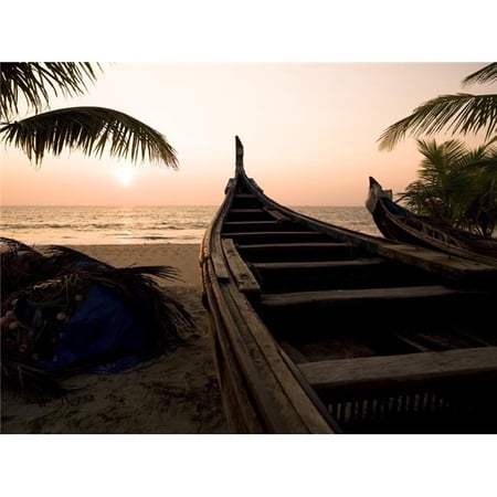 Two Canoes On The Beach At The Arabian Sea Kerala India Poster Print by Keith Levit - 36 x 26 - Large