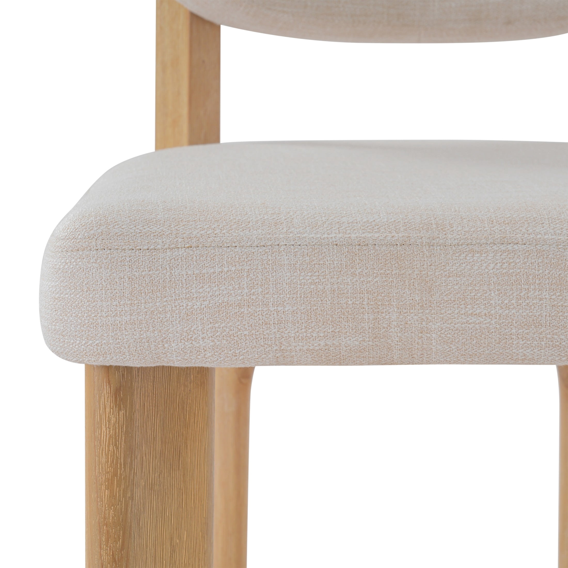 Christopher Knight Home Modern Upholstered Armless Dining Chairs, Wood Frame, Natural+Beige, Set of 2