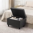 thumbnail image 5 of Ottoman with Storage 24'' Storage Ottomans Linen Fabric Ottoman Footstools Small Upholstered Foot Rest Stool for Couch, Living Room, Bedroom, Entrance Shoe  Dark Grey, 5 of 7