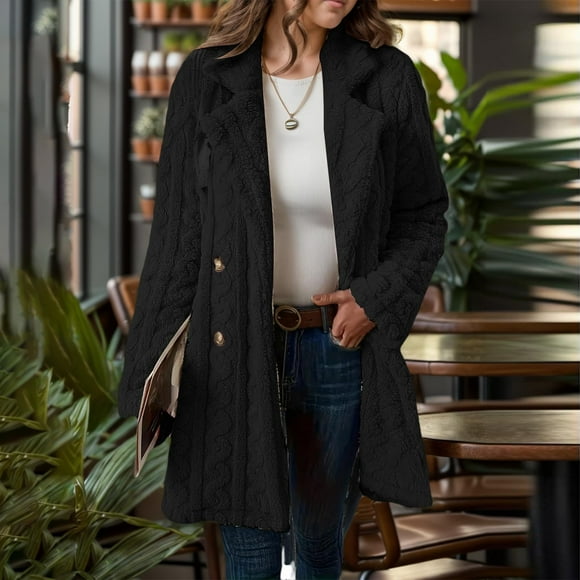 iTNHFP Blazer for Women Jackets for Women Double Lapel Winter Coat Knit Sweater Solid Wool Blend Outerwear