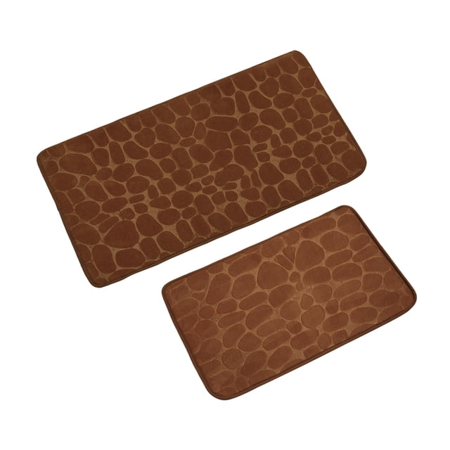 2uds Adoquín Antideslizante Baño Alfombras Microfibra Baño Piso Alfombra Memoria Espuma Antideslizante Lavable Alfombra para Sala Habitación/Entrada-Marrón Unique Bargains Alfombras de baño