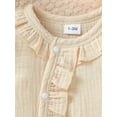 thumbnail image 5 of KelaJuan Baby Girls 2 Piece Outfits Solid Color Ruffles Button Long Sleeve Romper and Cute Headband Set for Toddler Infant, 5 of 6