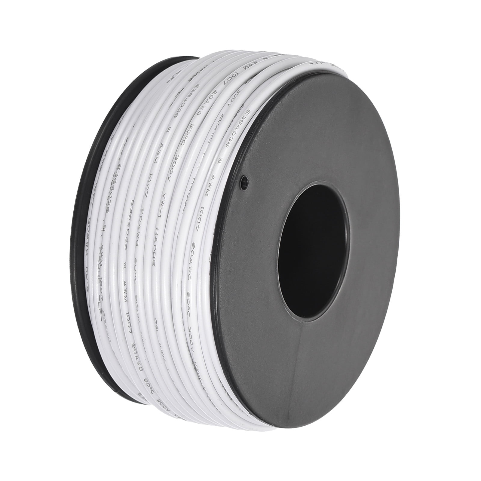 Fil De Connexion UL1007 – 20AWG, 30m (100ft), Blanc, Toronné, Uxcell