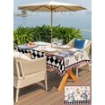 thumbnail image 5 of Outdoor Tablecloths with Umbrella Hole & Zipper, Vintage Gnomes 54x80 Inch Tablecloth Rectangle, Black Red Checkered Retro Art Waterproof Table Cloth, Patio/Pool/Picnic Table Covers, 5 of 8