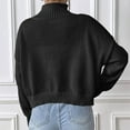 thumbnail image 3 of Frostluinai Turtleneck Sweaters for Women Long Sleeve Crop Knit Pullover Solid Color Loose Sweaters Lightweight Drop Shoulder Sweater Tops, 3 of 3