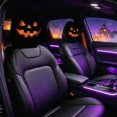 thumbnail image 2 of 2 Pack Halloween Jack O Lantern Pumpkin Car Headrest Covers Scary Pumpkin Face Head Rest Protector Covers Auto Interior Holiday Decor For Car SUV Truck, 2 of 5