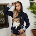 thumbnail image 4 of Womens Cat Dog Pouch Hoodie Pet Carrier Drawstring Hooded Sweatshirt Large Pocket Pullover Shirt for Women, 4 of 6