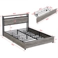 thumbnail image 3 of Queen Size Storage Bed Frame with LED Headboard, USB Charging Ports, 4 Drawers, Solid Metal Platform, Noise Free, Easy Assembly, Antique Gray Finish, 3 of 10