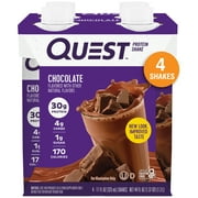 Quest Protein Shake, Chocolate, 30g Protein, Gluten Free, 4 Ct