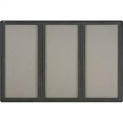 Quartet Enclosed Radius Fabric Bulletin Board, 6' x 4', 3 Door, Graphite Frame 48" Height x 72" Width - Gray Fabric Surface - Graphite Frame - 1 / Each