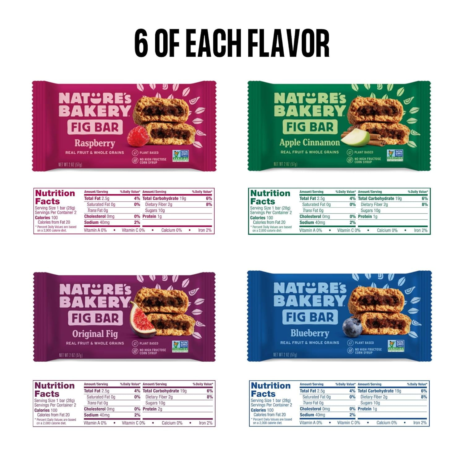 Stone Ground Whole Wheat Fig Bars - 36 Count Variety Pack All Natural, Non-GMO Snack Variety Box, Assorted Variety Pack