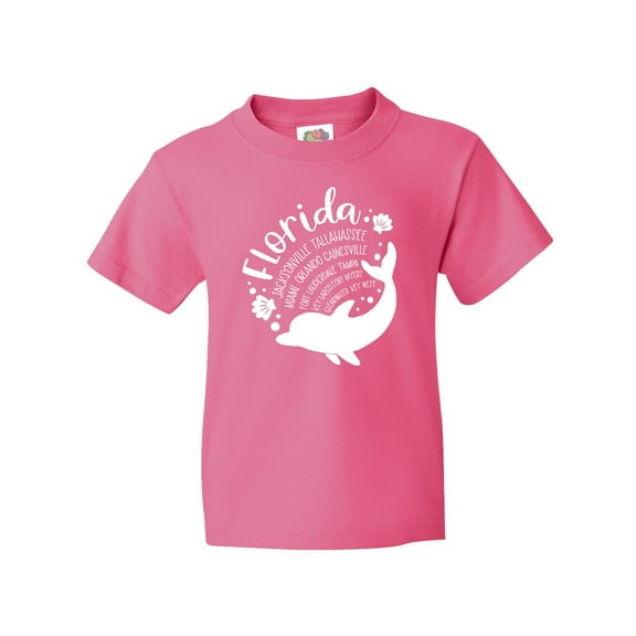 Inktastic Florida Cities with Dolphin Youth T-Shirt