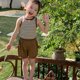 thumbnail image 5 of Odeerbi 1-9 Años Niñas de Verano de Carga Pantalones Cortos Lindos de Lino de Algodón Casual Transpirable de Color Sólido Cortos Lindos de Ocio, 5 of 7