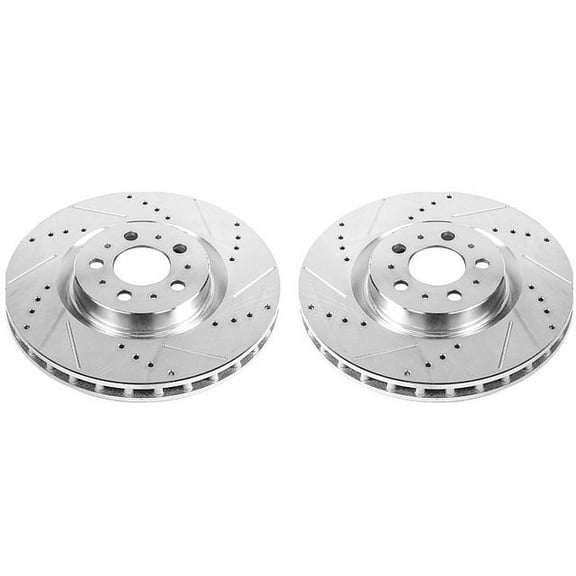 Power Stop Front Pair of Drilled and Slotted Brake Rotors EBR895XPR